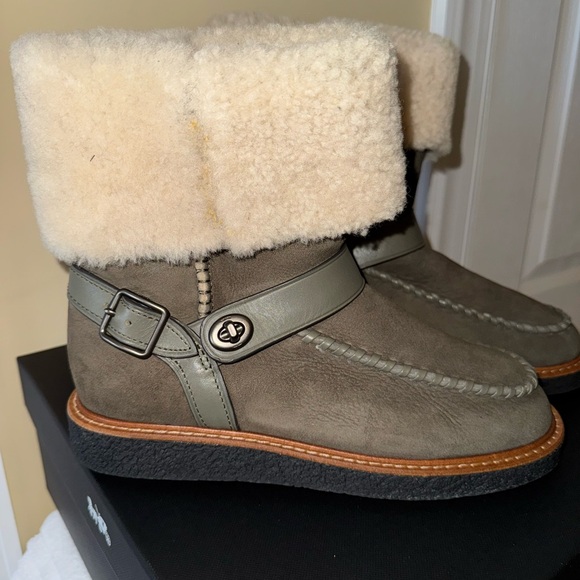 COACH Shearling-Lined Moto Boots Suede size 8 NEW NIB - Picture 5 of 14